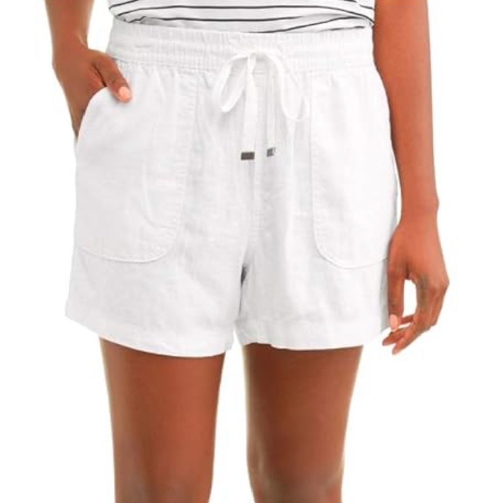 Women's White Drawstring Shorts